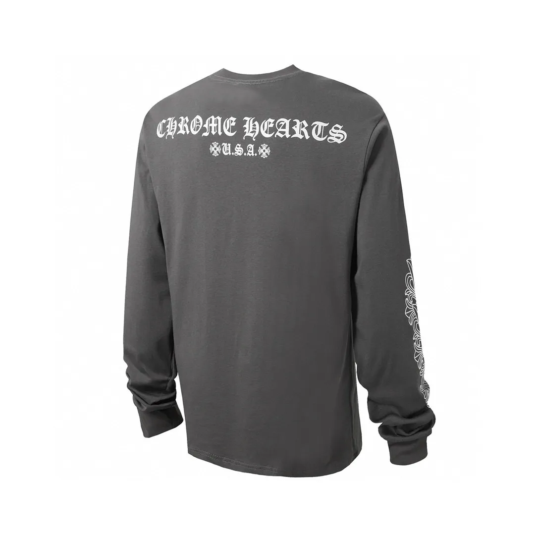 P150 -Chrome Hearts/Chrome Hearts 23ss scroll simple Sanskrit letters popular long-sleeved T-shirt -High weight, high density and high quality. The wool is soft, delicate and skin-friendly. It feels soft and silky. It has excellent warmth and skin-friendly properties.